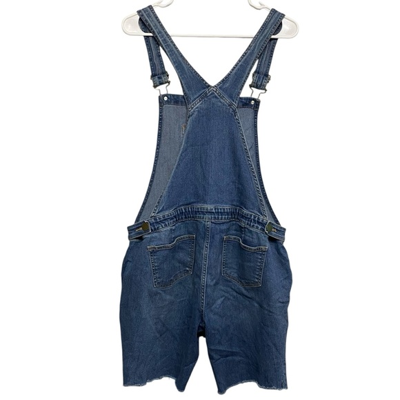 A:Glow Denim Maternity Short Overalls Distressed Adjustable Waist Size Small - Picture 2 of 8